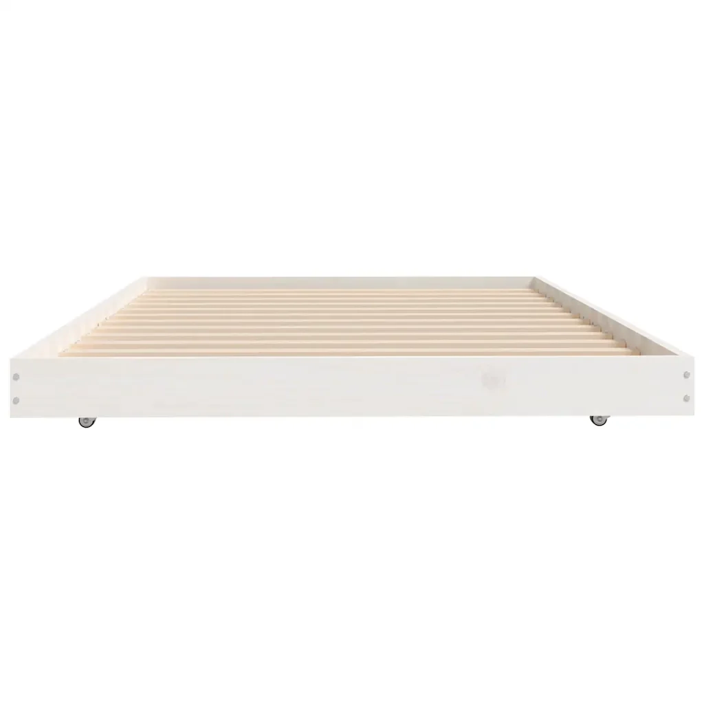 Letto singolo | Letto per adulti | Giroletto senza Materasso Bianco 100x200 cm Legno Massello Pino - Image 6