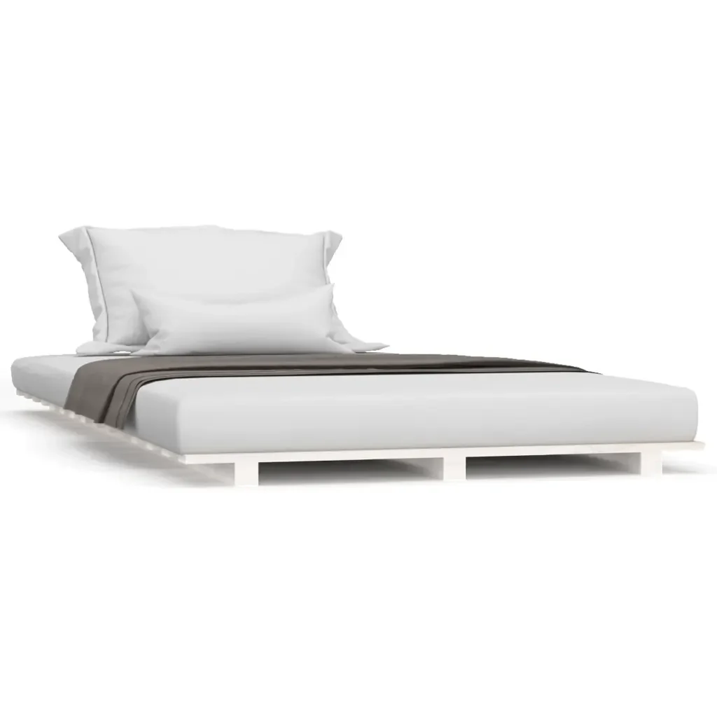 Letto singolo | Letto per adulti | Giroletto senza Materasso Bianco 100x200 cm Legno Massello Pino