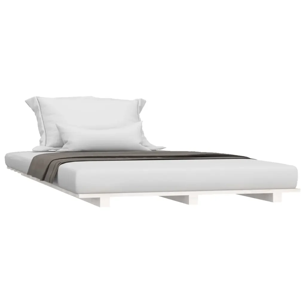 Letto singolo | Letto per adulti | Giroletto senza Materasso Bianco 100x200 cm Legno Massello Pino - Image 3