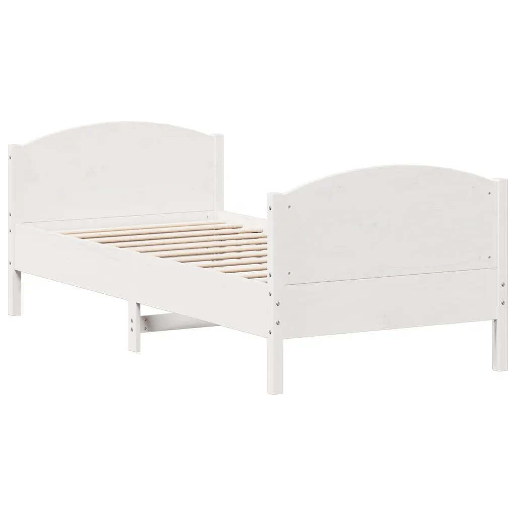Letto singolo | Letto per adulti | Giroletto senza Materasso Bianco 100x200 cm Legno Massello Pino - Image 3