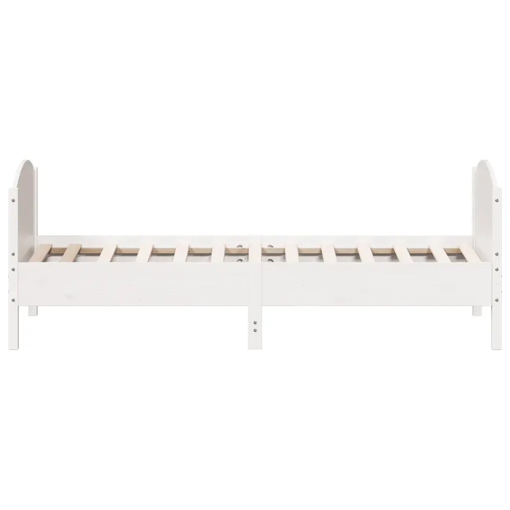 Letto singolo | Letto per adulti | Giroletto senza Materasso Bianco 100x200 cm Legno Massello Pino - Image 5