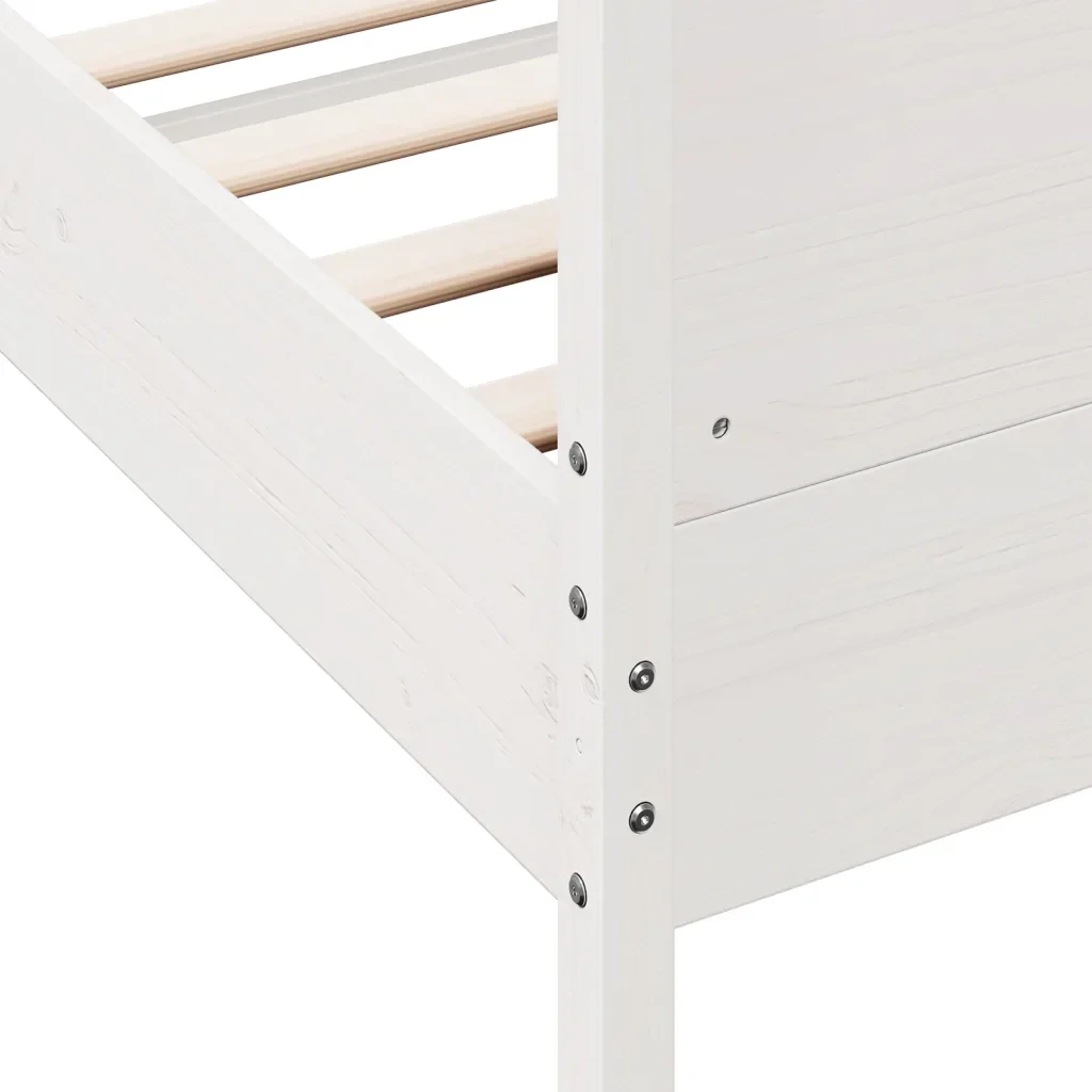 Letto singolo | Letto per adulti | Giroletto senza Materasso Bianco 100x200 cm Legno Massello Pino - Image 7