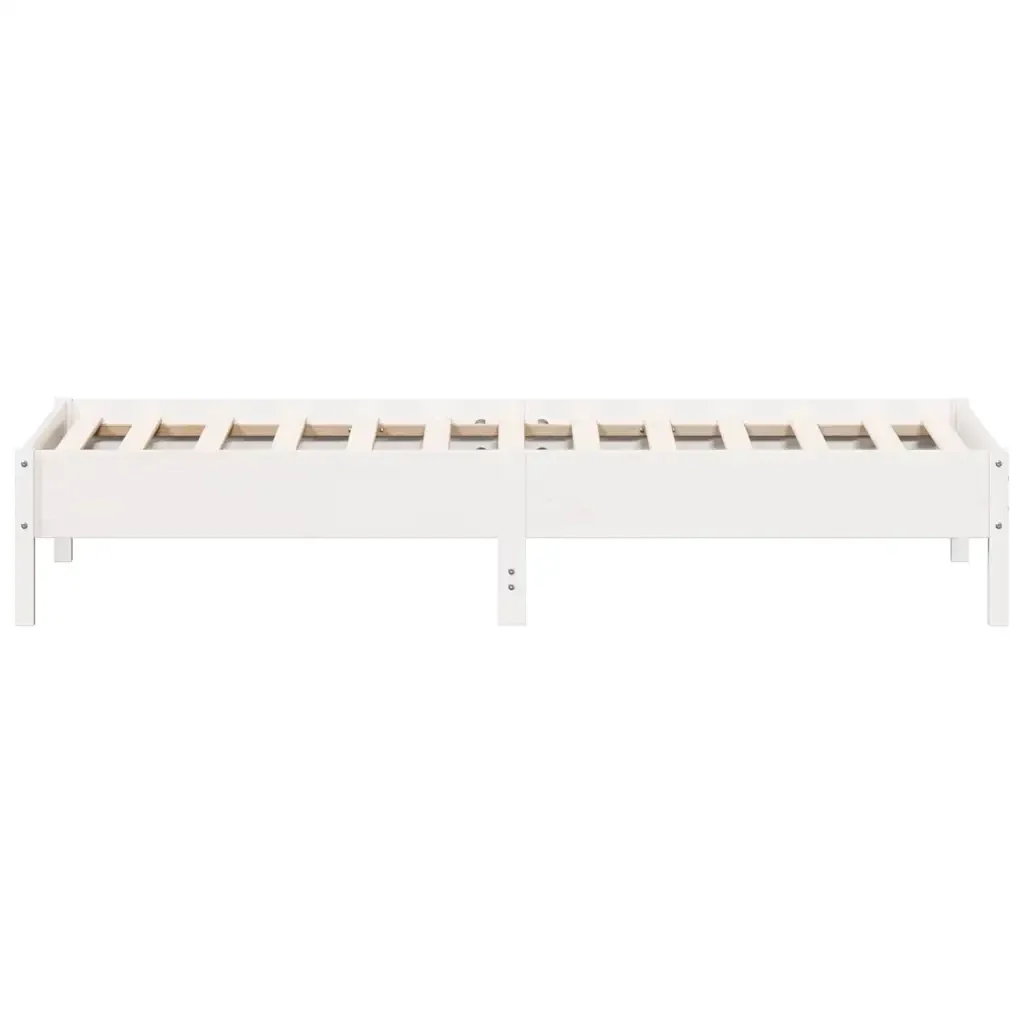 Letto singolo | Letto per adulti | Giroletto senza Materasso Bianco 100x200 cm Legno Massello Pino - Image 5