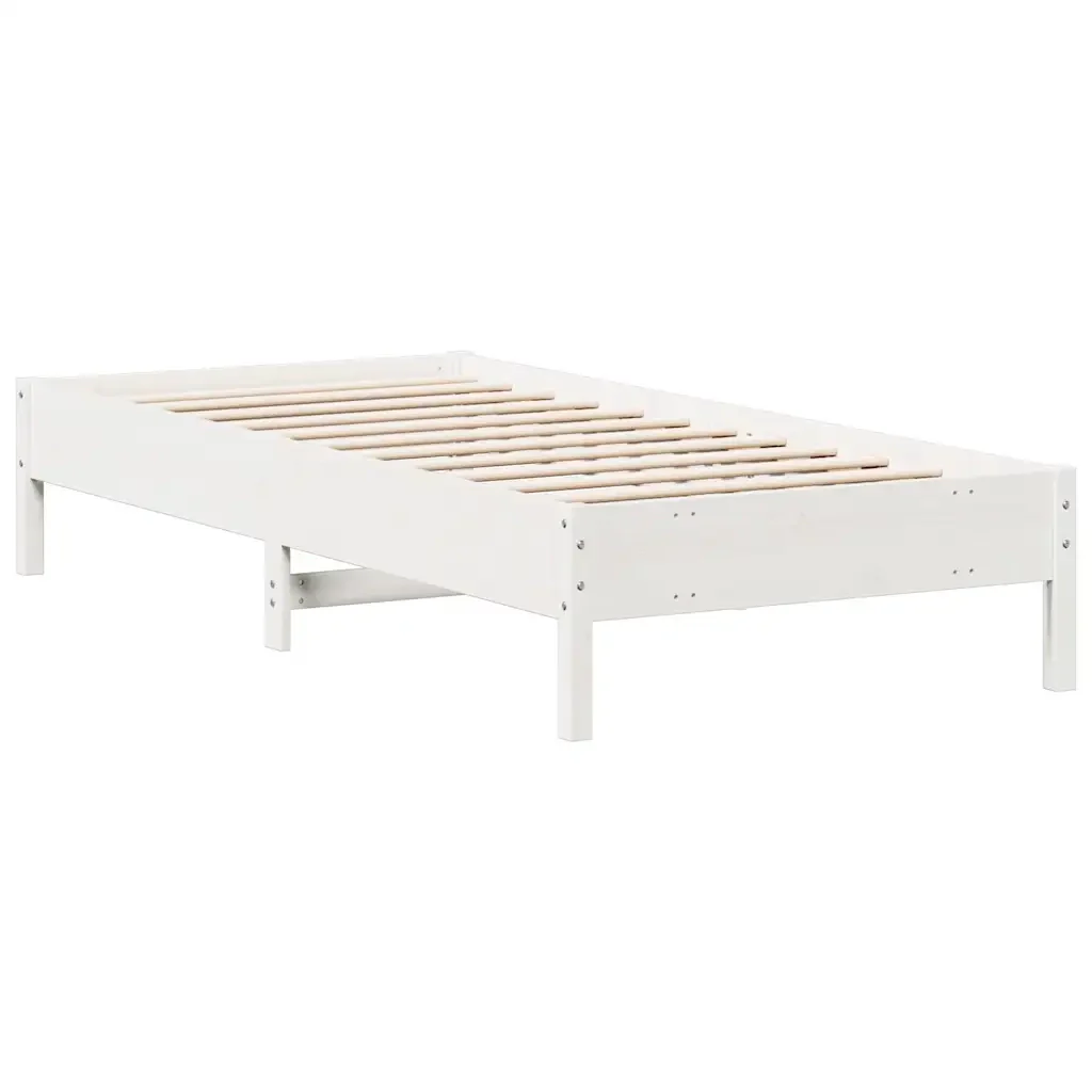 Letto singolo | Letto per adulti | Giroletto senza Materasso Bianco 100x200 cm Legno Massello Pino - Image 6