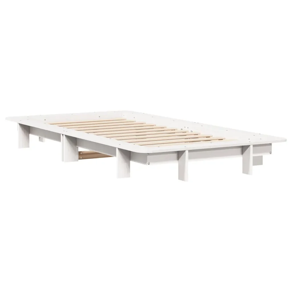 Letto singolo | Letto per adulti | Giroletto senza Materasso Bianco 100x200 cm Legno Massello Pino - Image 4