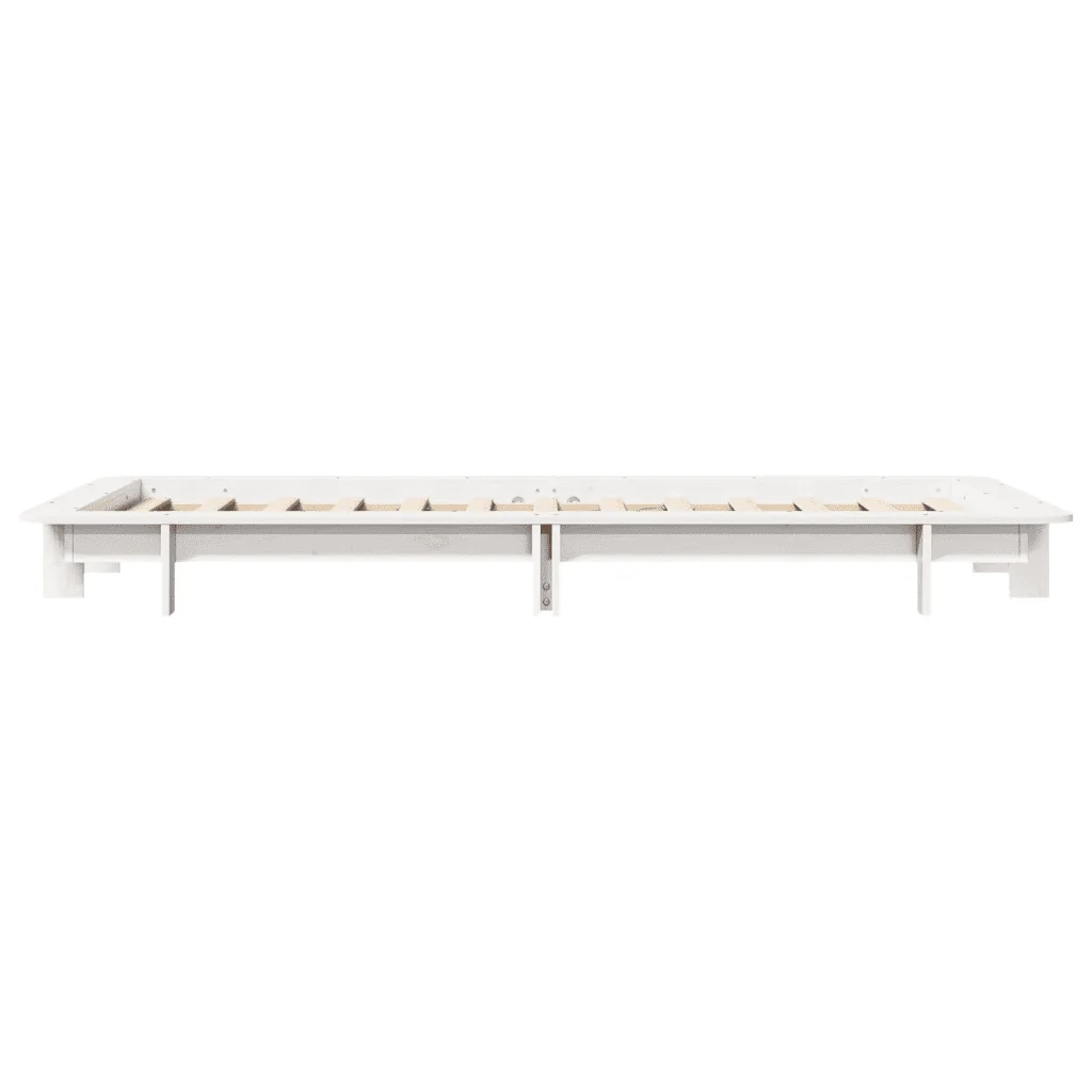 Letto singolo | Letto per adulti | Giroletto senza Materasso Bianco 100x200 cm Legno Massello Pino - Image 5