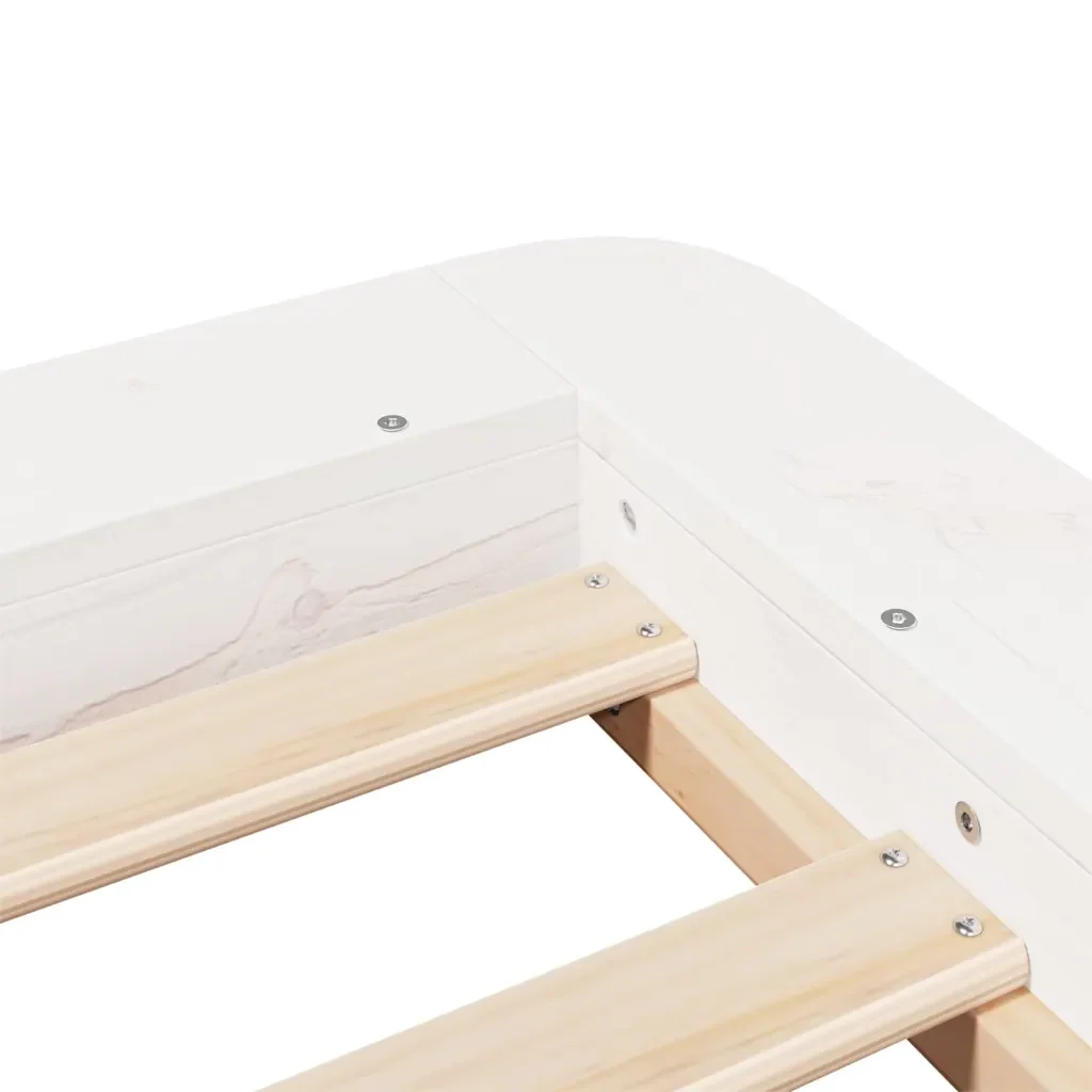 Letto singolo | Letto per adulti | Giroletto senza Materasso Bianco 100x200 cm Legno Massello Pino - Image 7