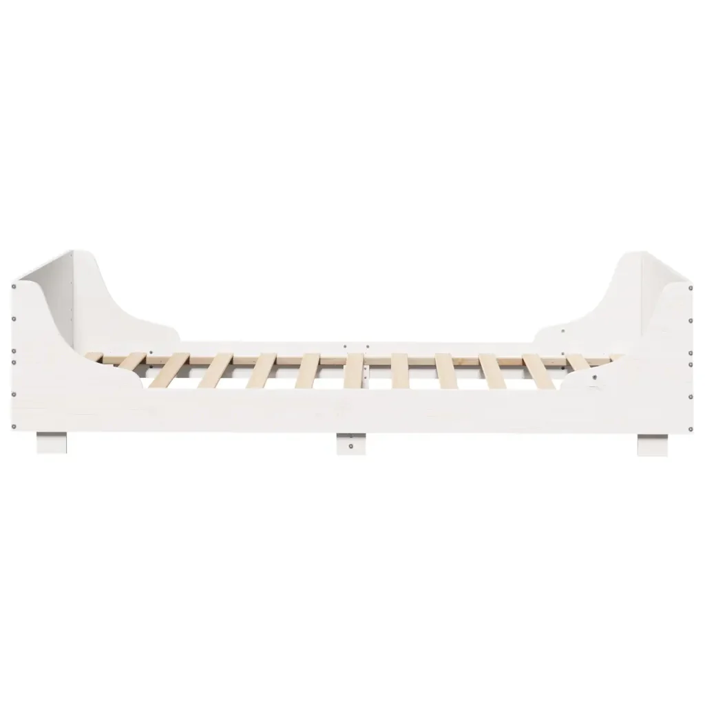 Letto singolo | Letto per adulti | Giroletto senza Materasso Bianco 100x200 cm Legno Massello Pino - Image 5