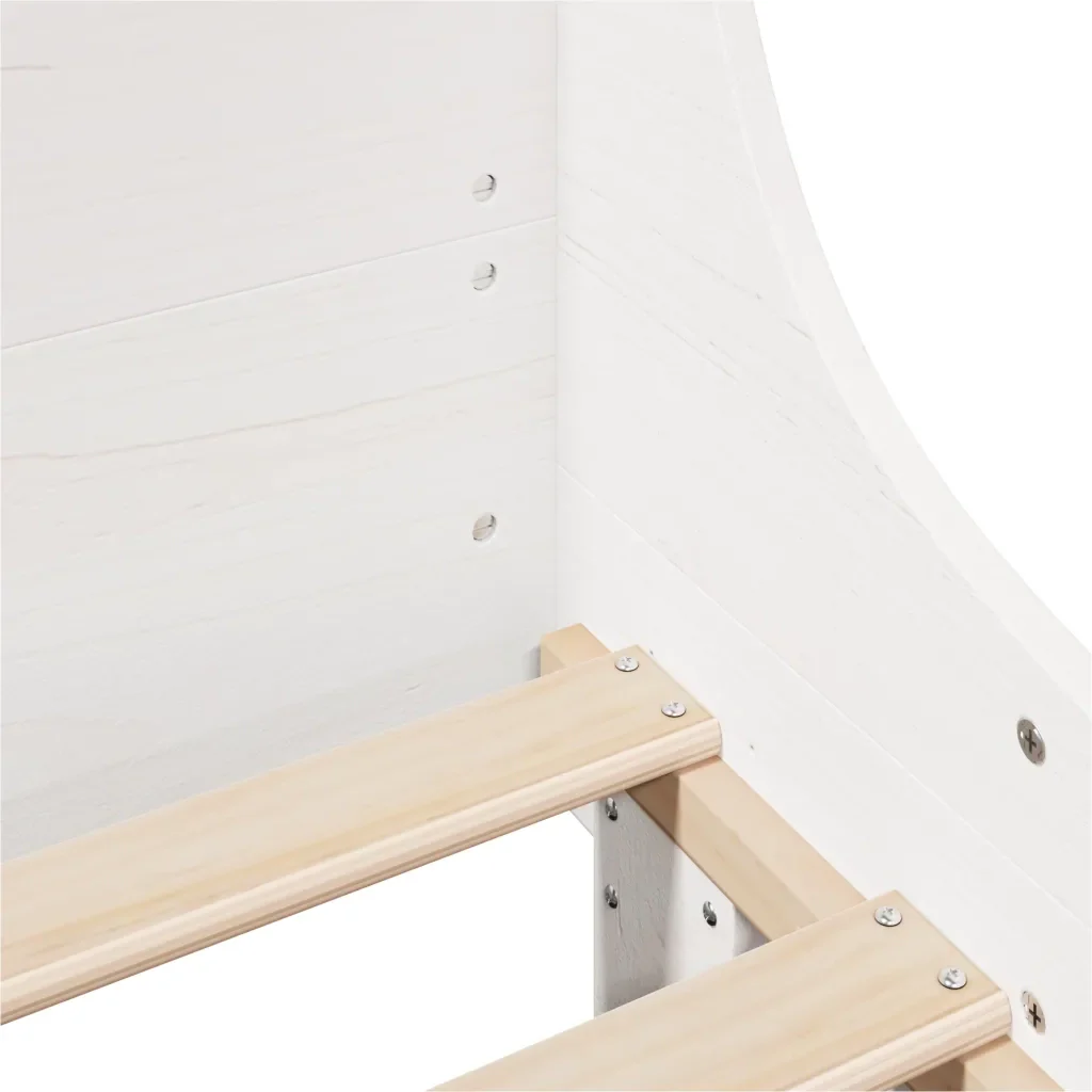 Letto singolo | Letto per adulti | Giroletto senza Materasso Bianco 100x200 cm Legno Massello Pino - Image 7
