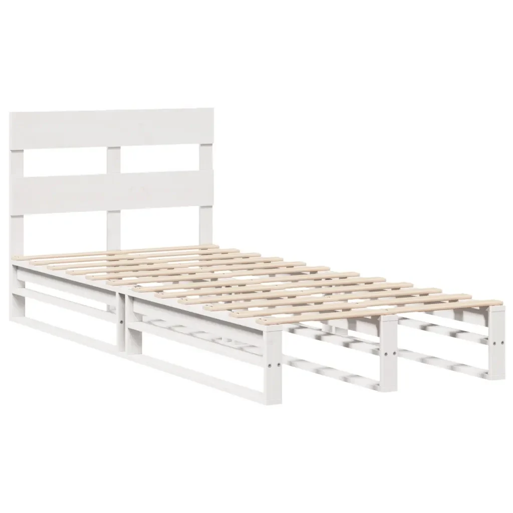 Letto singolo | Letto per adulti | Giroletto senza Materasso Bianco 100x200 cm Legno Massello Pino - Image 3