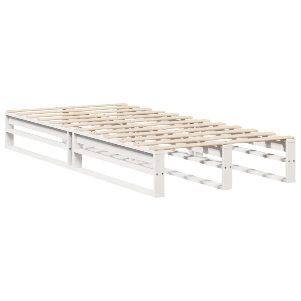 Letto singolo | Letto per adulti | Giroletto senza Materasso Bianco 100x200 cm Legno Massello Pino - Image 5