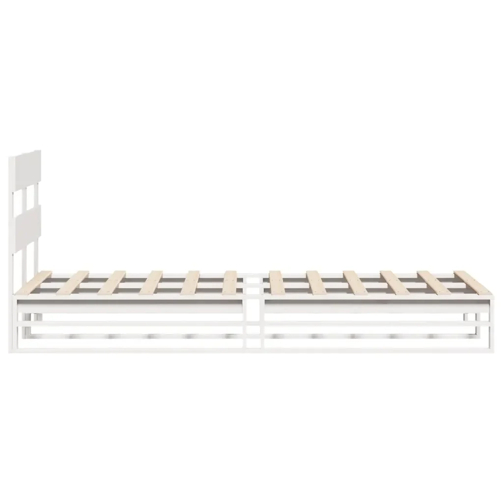 Letto singolo | Letto per adulti | Giroletto senza Materasso Bianco 100x200 cm Legno Massello Pino - Image 7
