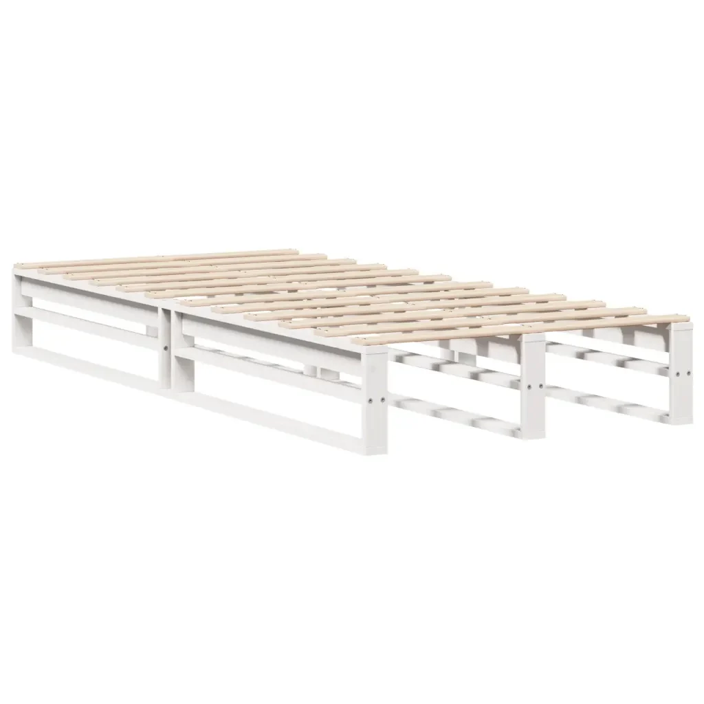 Letto singolo | Letto per adulti | Giroletto senza Materasso Bianco 100x200 cm Legno Massello Pino - Image 4