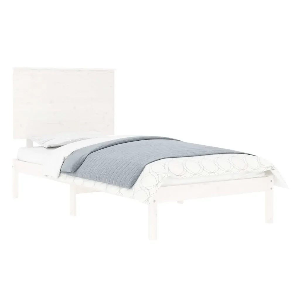 Letto singolo | Letto per adulti | Giroletto senza Materasso Bianco 100x200 cm Legno Massello Pino - Image 3