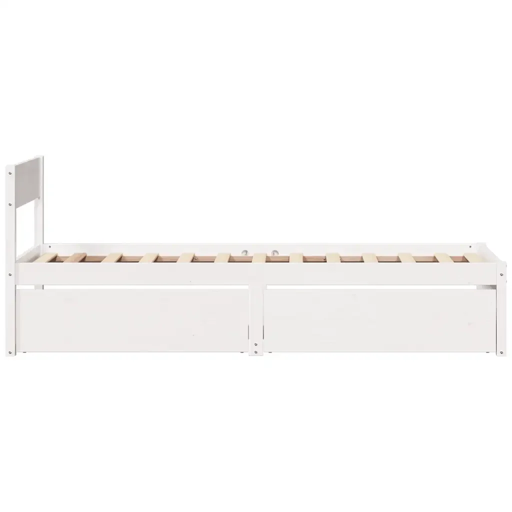 Letto singolo | Letto per adulti | Giroletto senza Materasso Bianco 100x200 cm Legno Massello Pino - Image 5