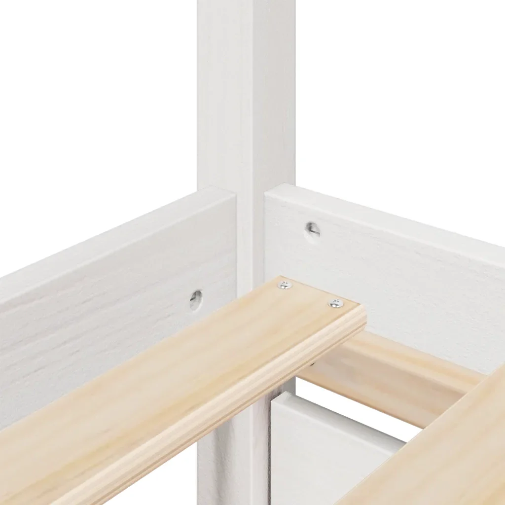 Letto singolo | Letto per adulti | Giroletto senza Materasso Bianco 100x200 cm Legno Massello Pino - Image 8