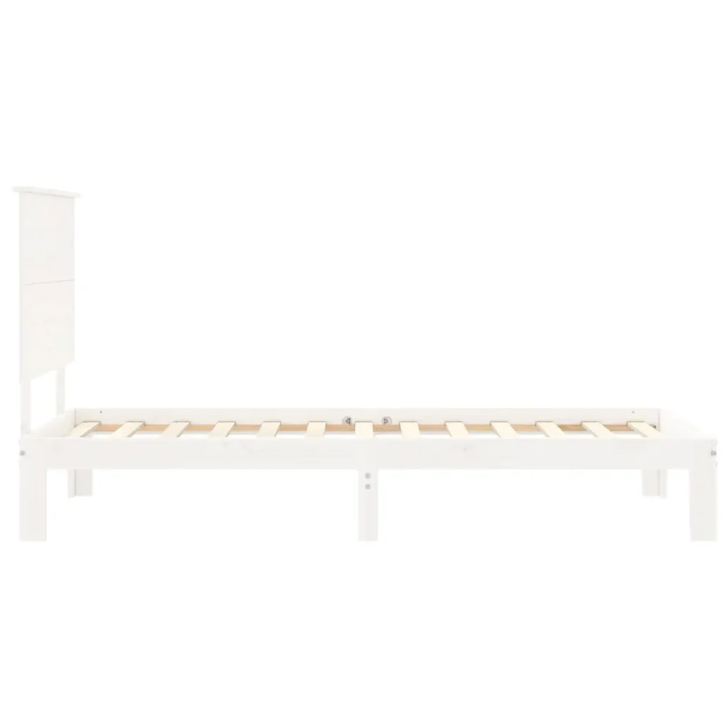 Letto singolo | Letto per adulti | Giroletto senza Materasso Bianco 100x200 cm Legno Massello Pino - Image 7