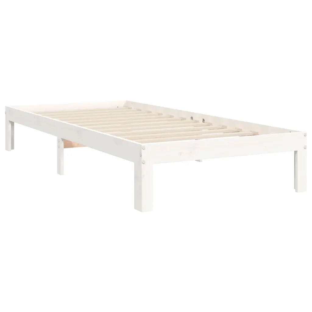 Letto singolo | Letto per adulti | Giroletto senza Materasso Bianco 100x200 cm Legno Massello Pino - Image 9