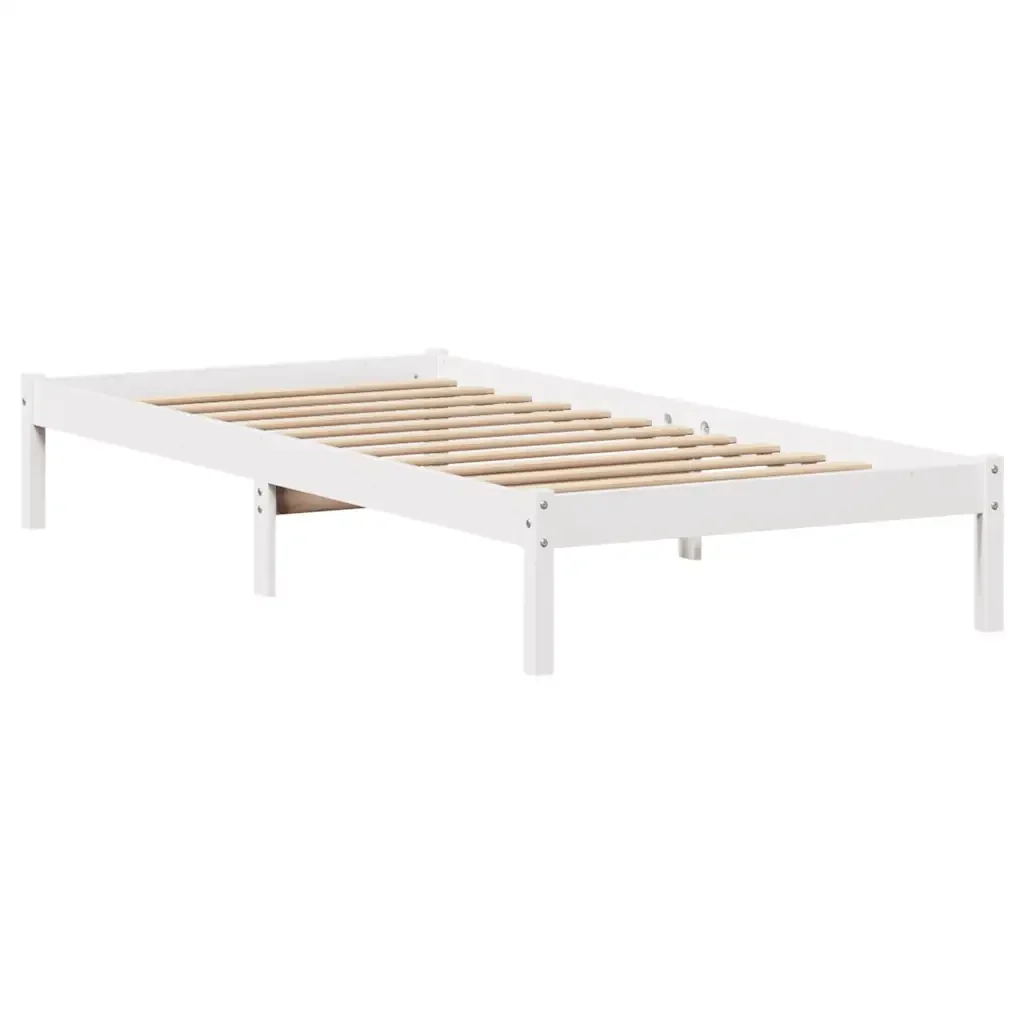Letto singolo | Letto per adulti | Giroletto senza Materasso Bianco 100x200 cm Legno Massello Pino - Image 7