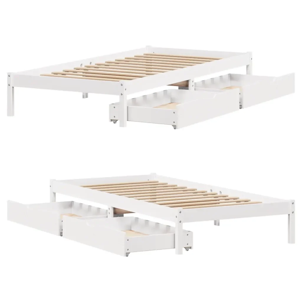Letto singolo | Letto per adulti | Giroletto senza Materasso Bianco 100x200 cm Legno Massello Pino - Image 9