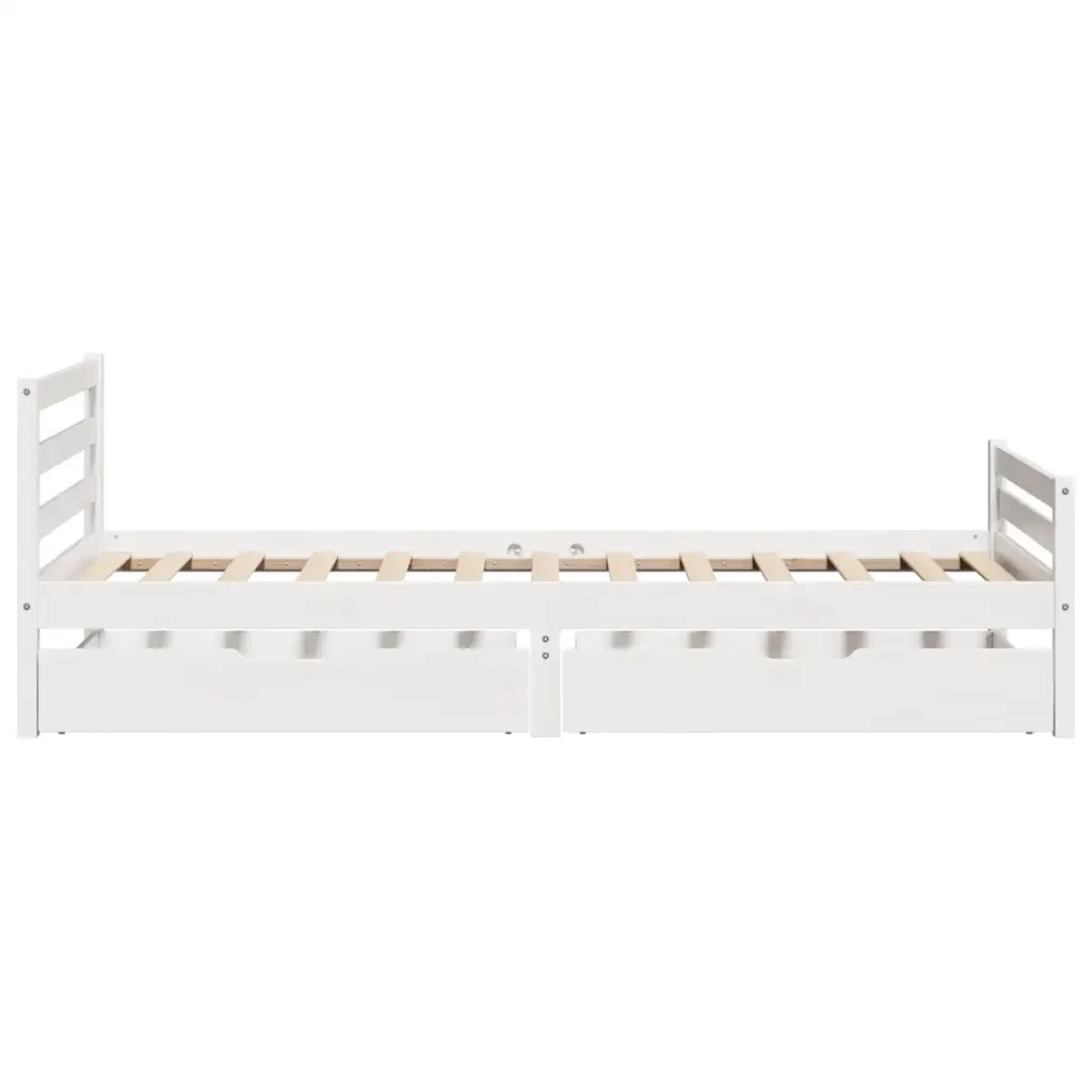 Letto singolo | Letto per adulti | Giroletto senza Materasso Bianco 100x200 cm Legno Massello Pino - Image 5