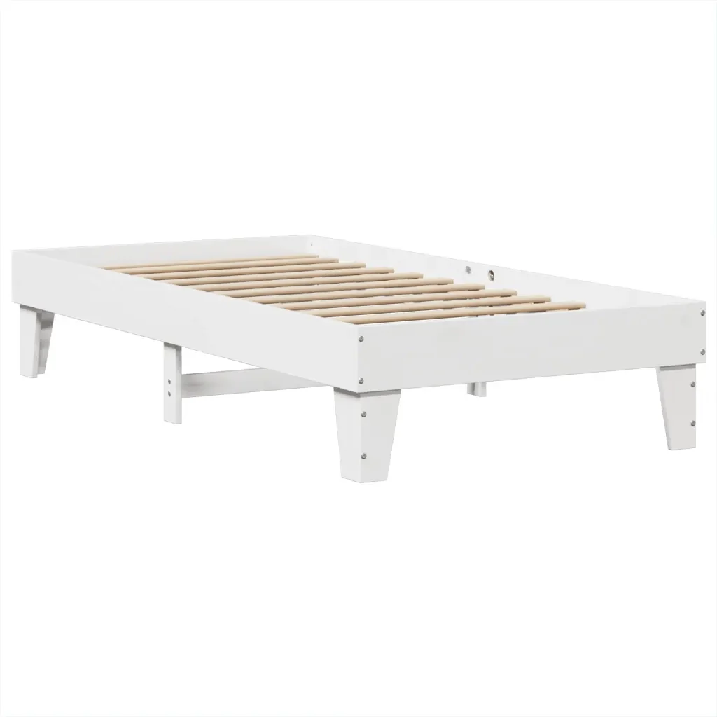 Letto singolo | Letto per adulti | Giroletto senza Materasso Bianco 100x200 cm Legno Massello Pino - Image 4