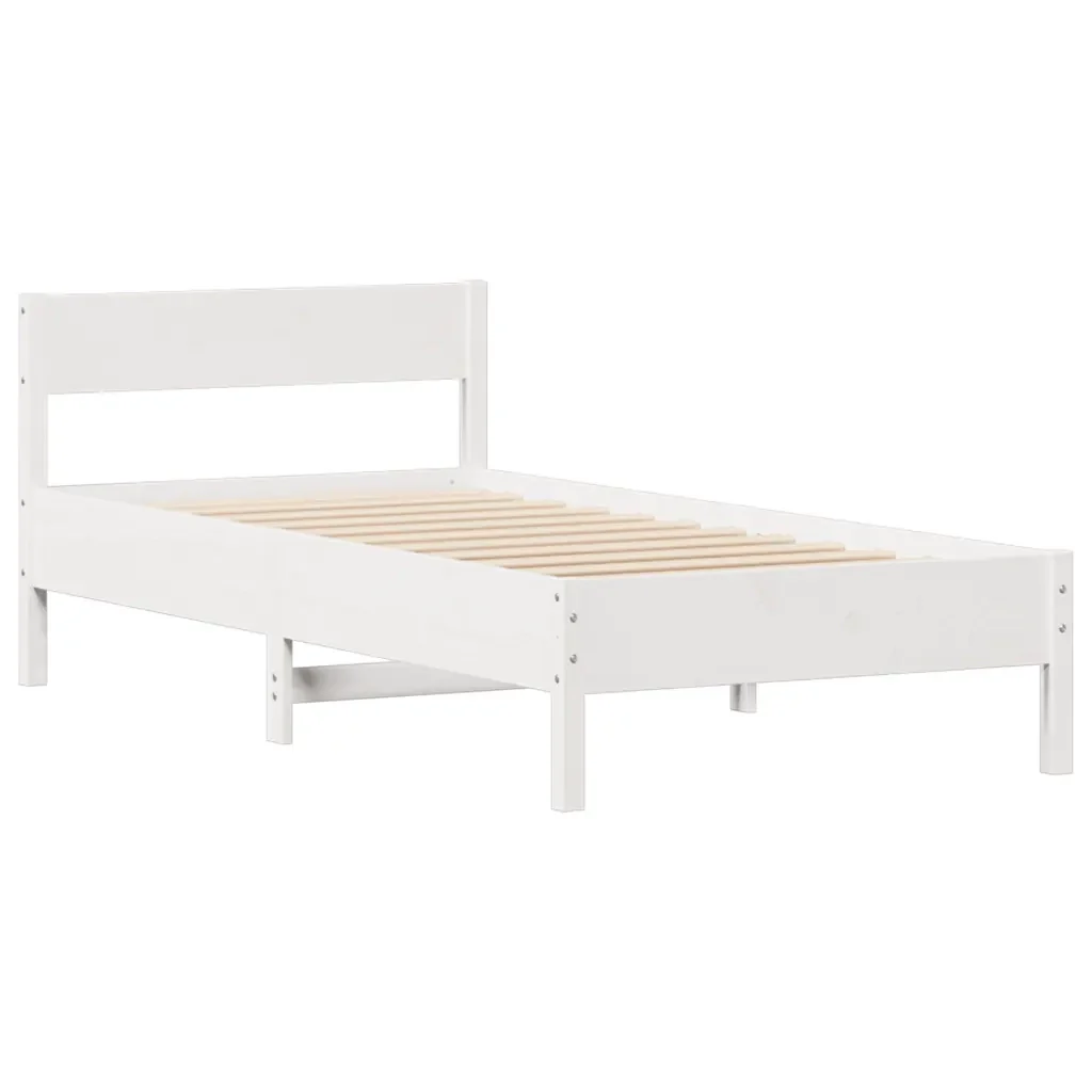 Letto singolo | Letto per adulti | Giroletto senza Materasso Bianco 100x200 cm Legno Massello Pino - Image 5
