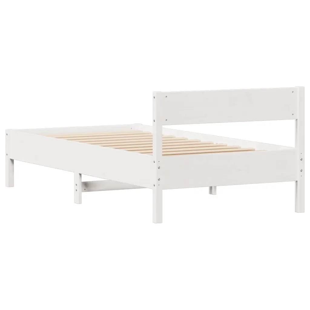 Letto singolo | Letto per adulti | Giroletto senza Materasso Bianco 100x200 cm Legno Massello Pino - Image 8