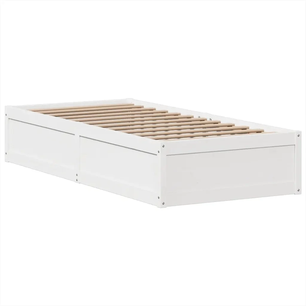 Letto singolo | Letto per adulti | Giroletto senza Materasso Bianco 75x190 Legno Massello di Pino - Image 5