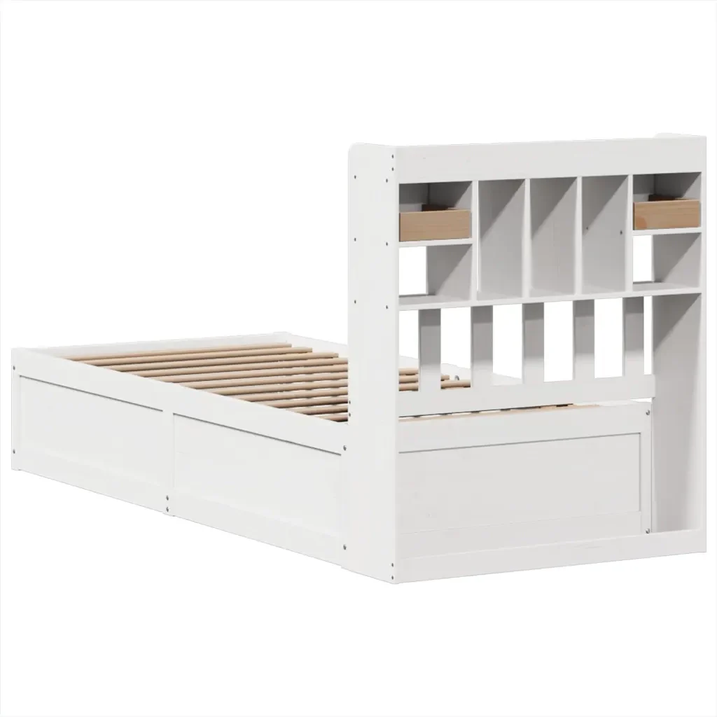 Letto singolo | Letto per adulti | Giroletto senza Materasso Bianco 75x190 Legno Massello di Pino - Image 7