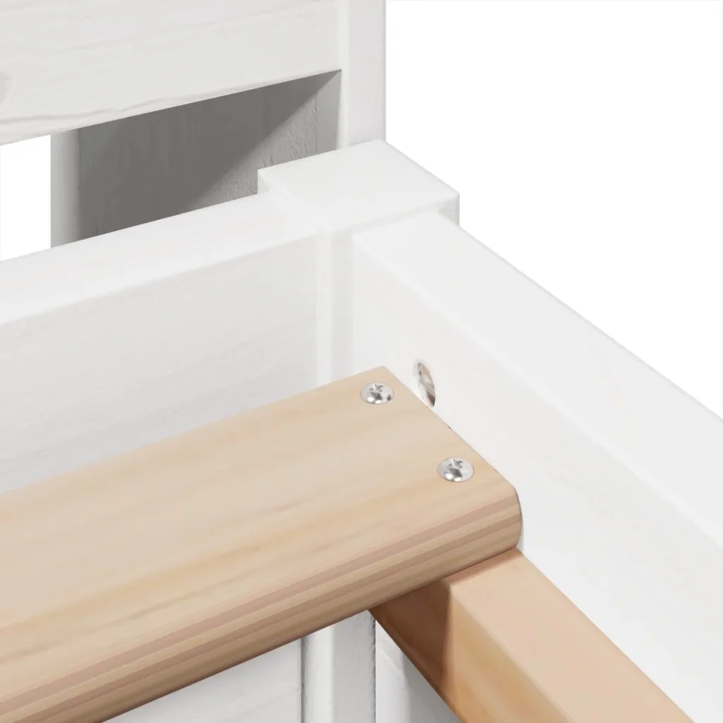 Letto singolo | Letto per adulti | Giroletto senza Materasso Bianco 75x190 Legno Massello di Pino - Image 9