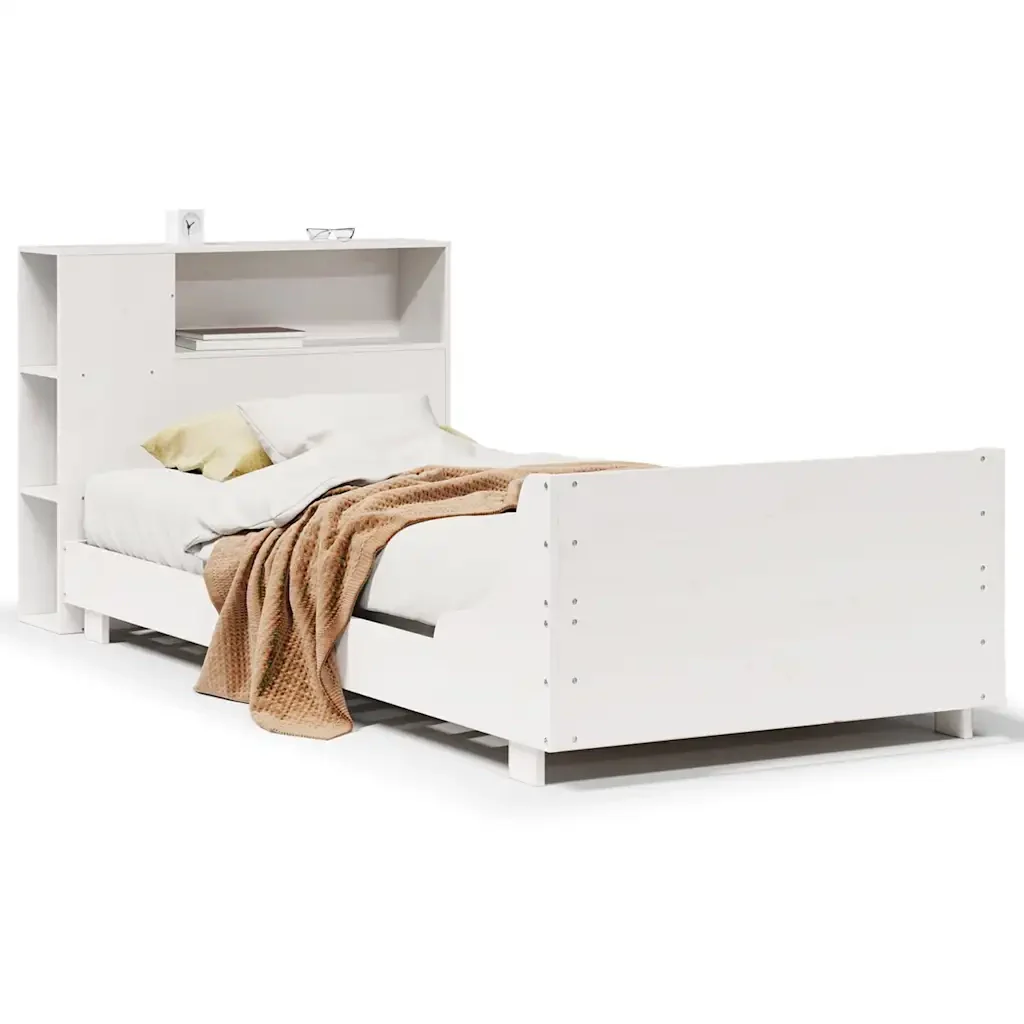 Letto singolo | Letto per adulti | Giroletto senza Materasso Bianco 75x190 Legno Massello di Pino