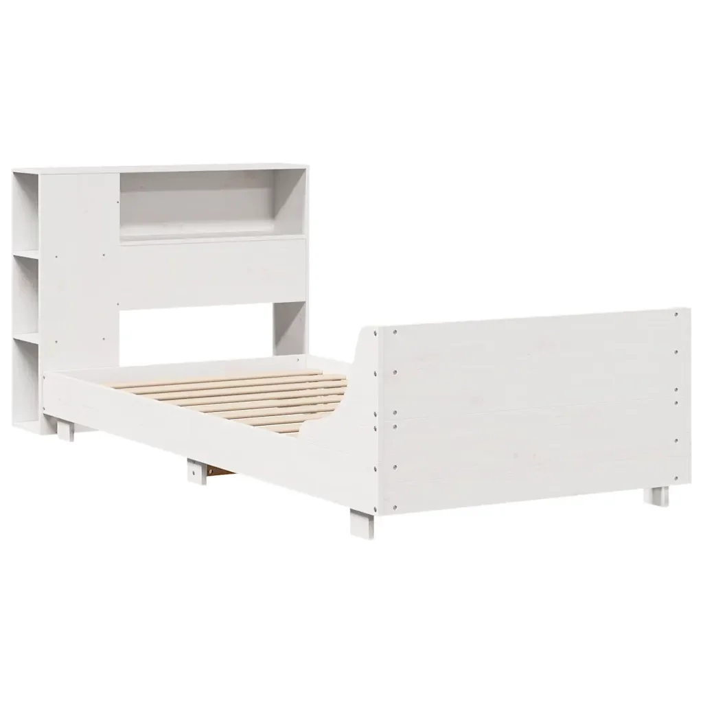 Letto singolo | Letto per adulti | Giroletto senza Materasso Bianco 75x190 Legno Massello di Pino - Image 4