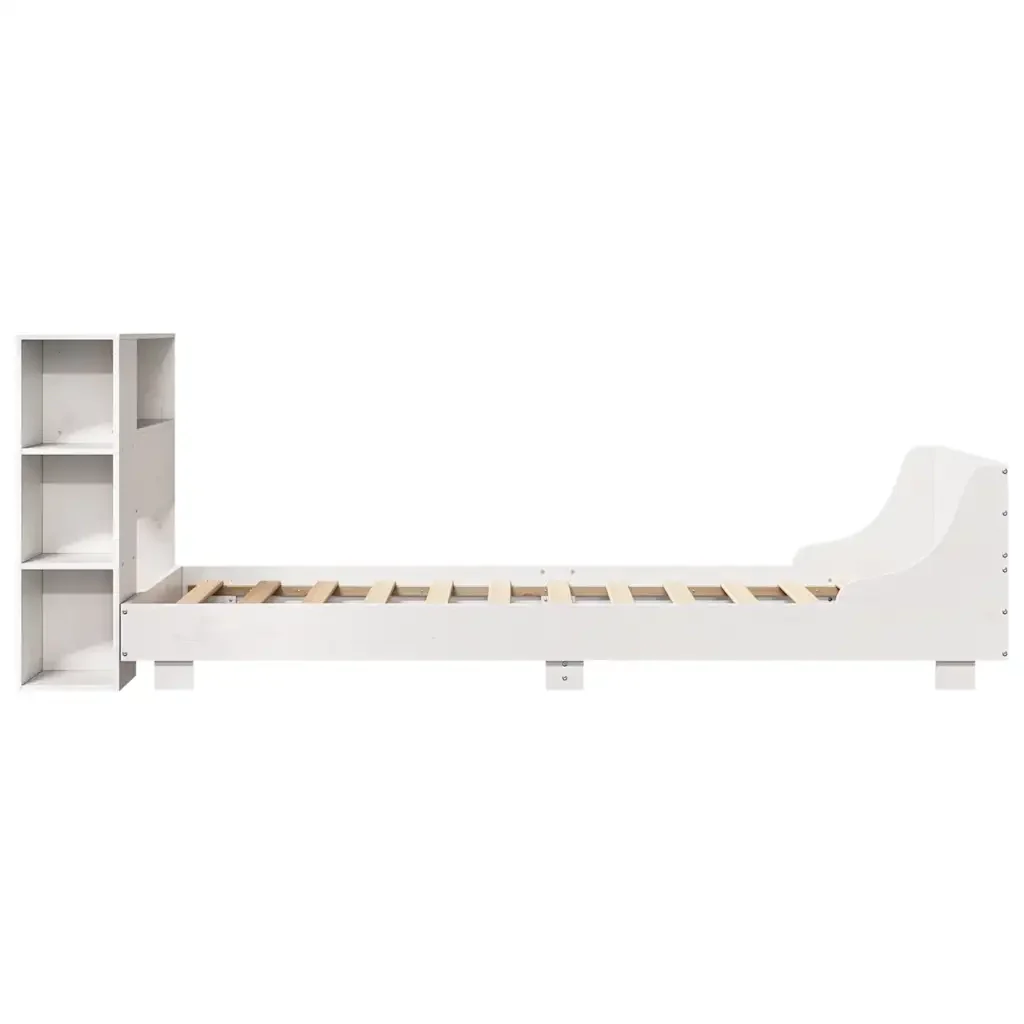 Letto singolo | Letto per adulti | Giroletto senza Materasso Bianco 75x190 Legno Massello di Pino - Image 7
