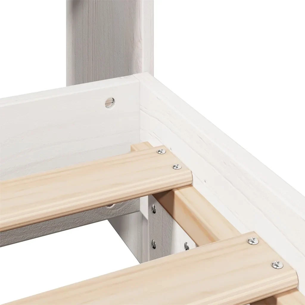 Letto singolo | Letto per adulti | Giroletto senza Materasso Bianco 75x190 Legno Massello di Pino - Image 9