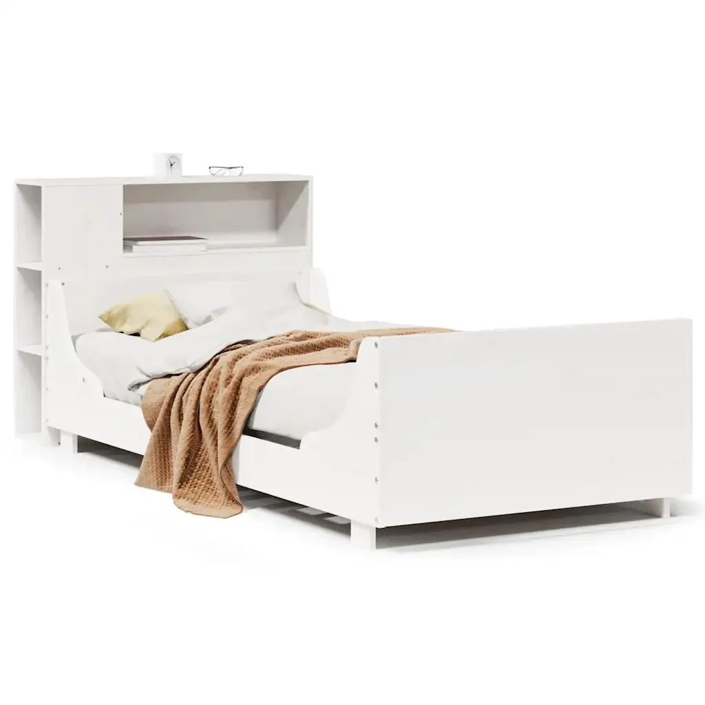 Letto singolo | Letto per adulti | Giroletto senza Materasso Bianco 75x190 Legno Massello di Pino
