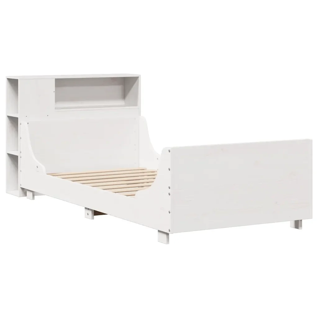 Letto singolo | Letto per adulti | Giroletto senza Materasso Bianco 75x190 Legno Massello di Pino - Image 3