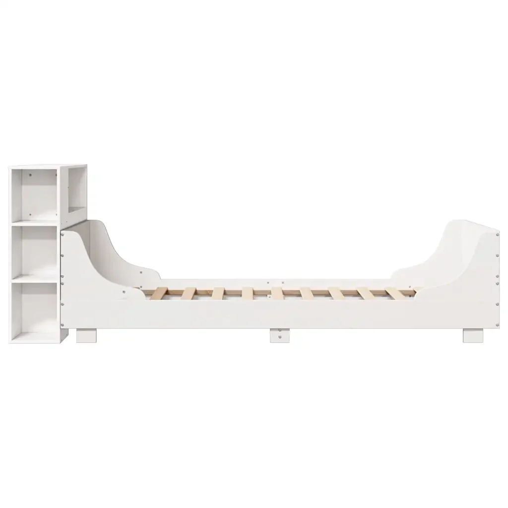 Letto singolo | Letto per adulti | Giroletto senza Materasso Bianco 75x190 Legno Massello di Pino - Image 7