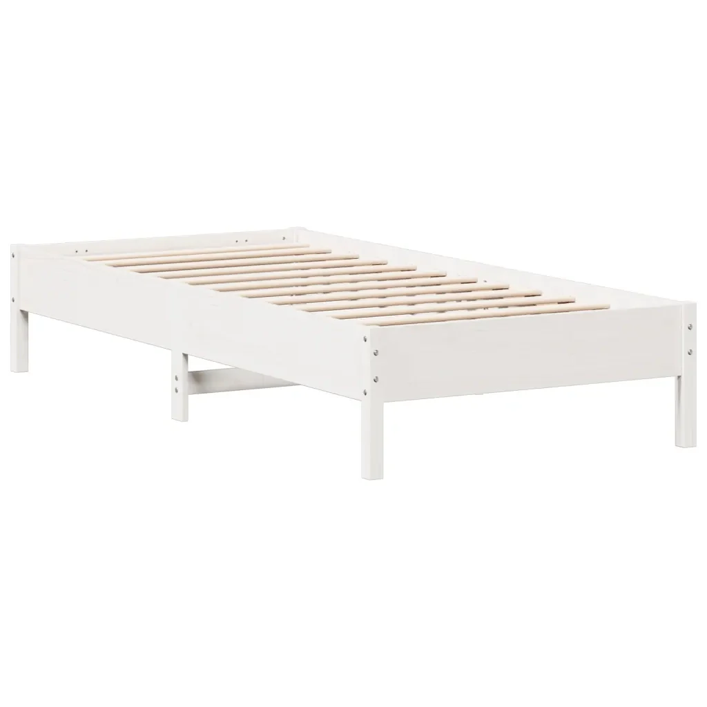 Letto singolo | Letto per adulti | Giroletto senza Materasso Bianco 75x190 Legno Massello di Pino - Image 5