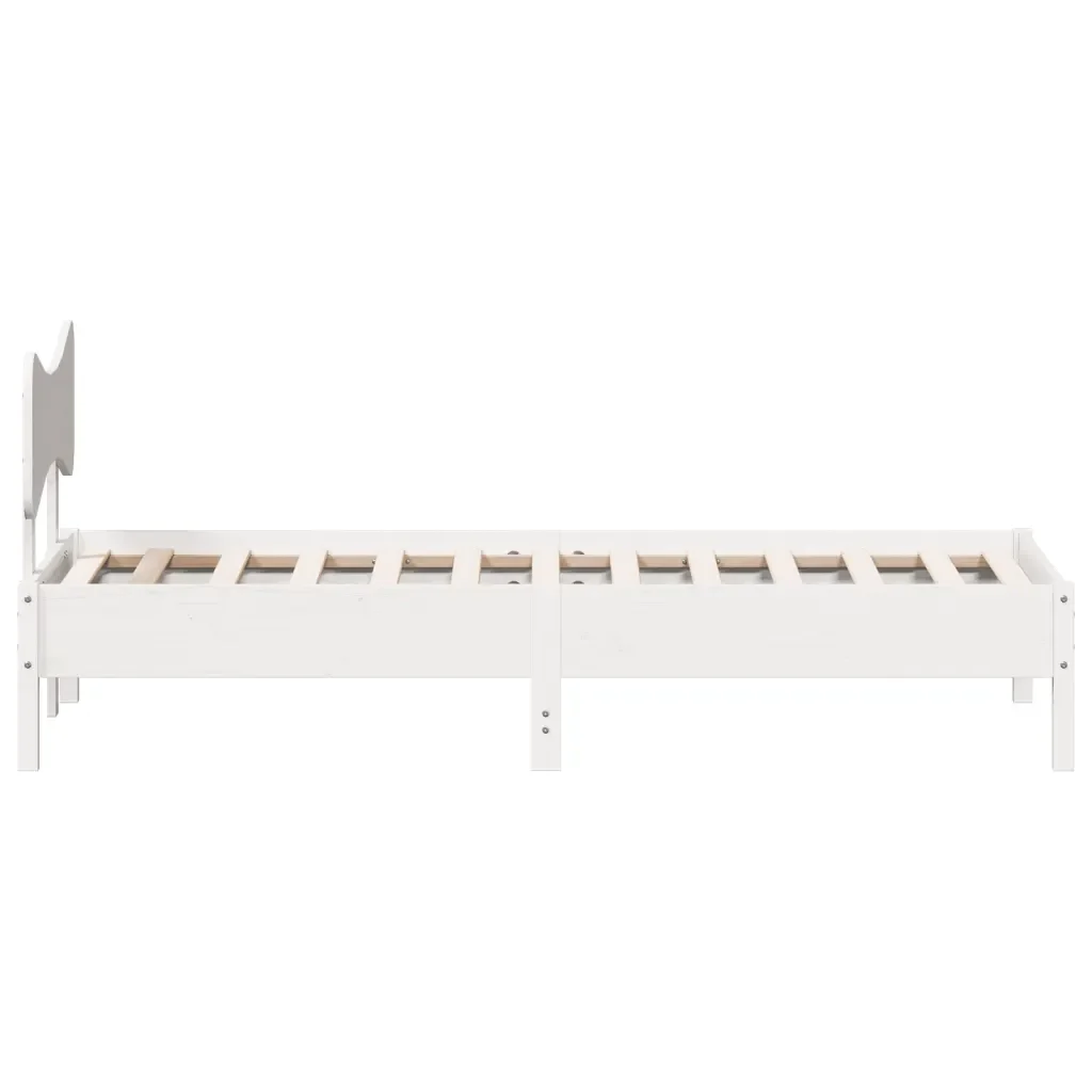 Letto singolo | Letto per adulti | Giroletto senza Materasso Bianco 75x190 Legno Massello di Pino - Image 7