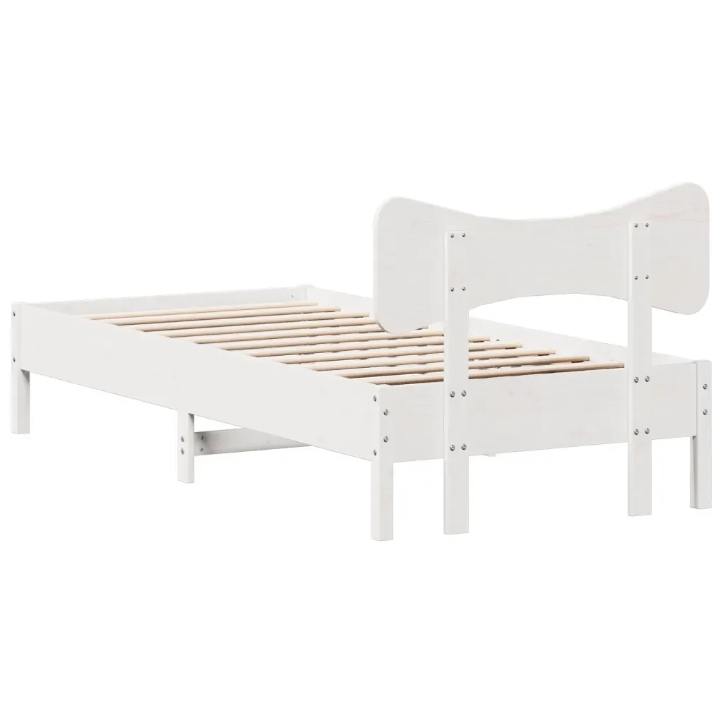 Letto singolo | Letto per adulti | Giroletto senza Materasso Bianco 75x190 Legno Massello di Pino - Image 8
