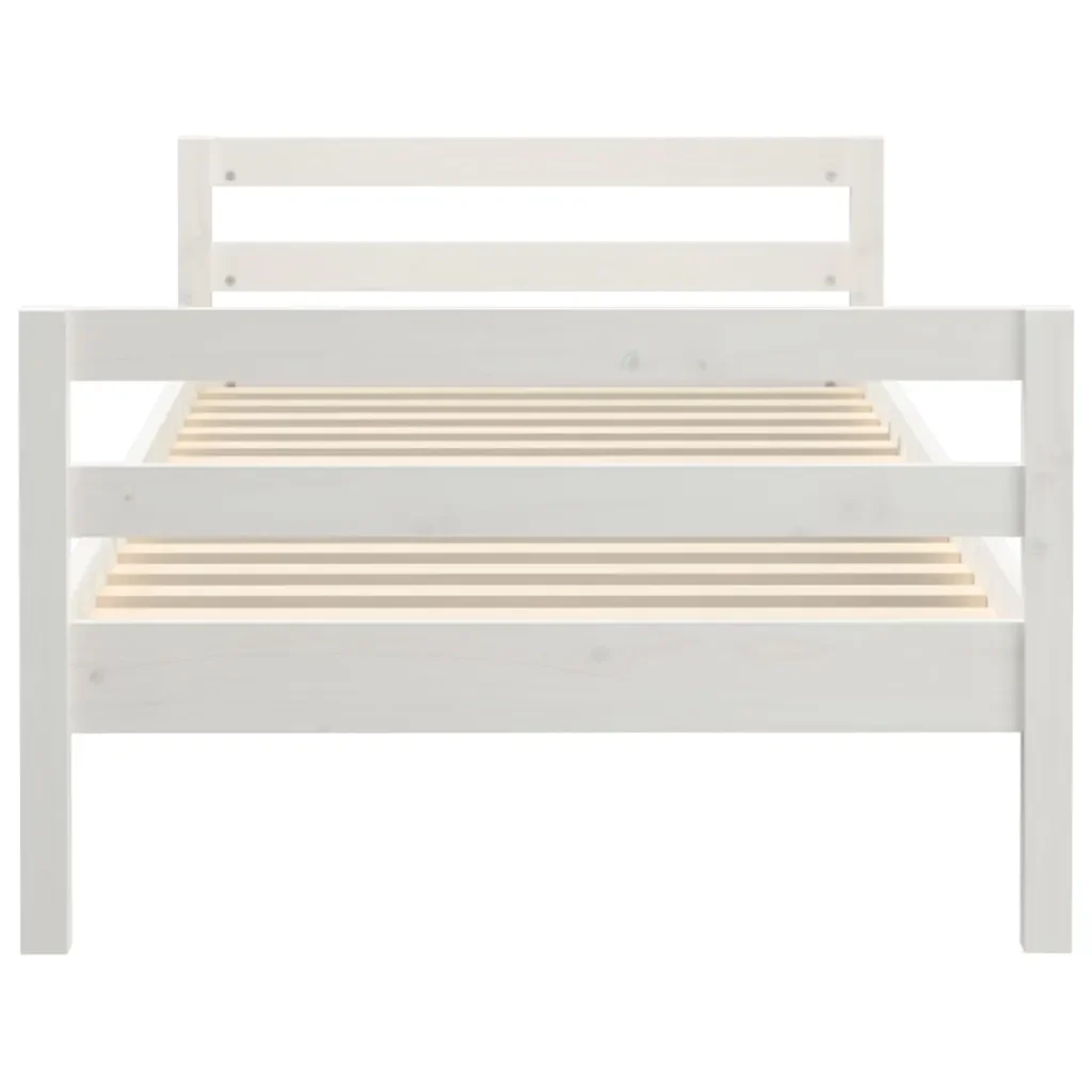 Letto singolo | Letto per adulti | Giroletto senza Materasso Bianco 75x190 Legno Massello di Pino - Image 5