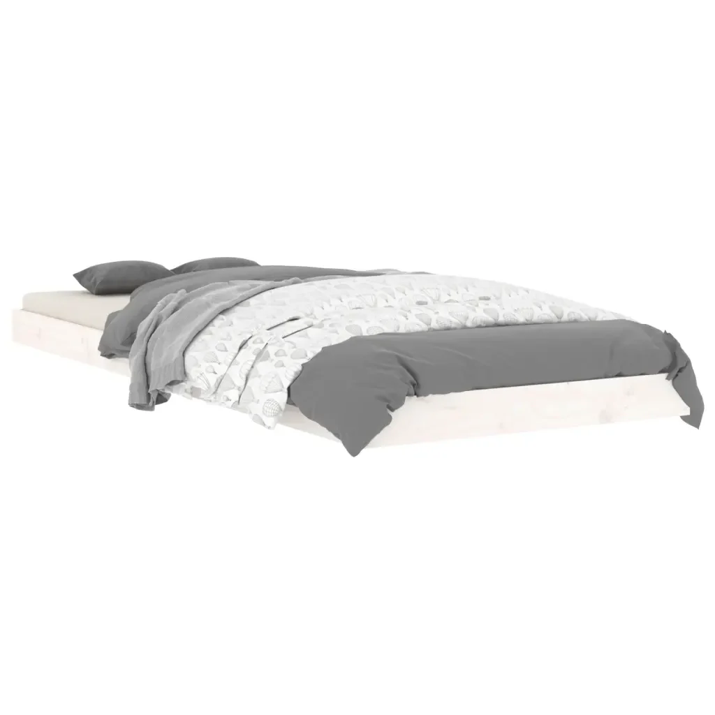 Letto singolo | Letto per adulti | Giroletto senza Materasso Bianco 75x190 Legno Massello di Pino - Image 4