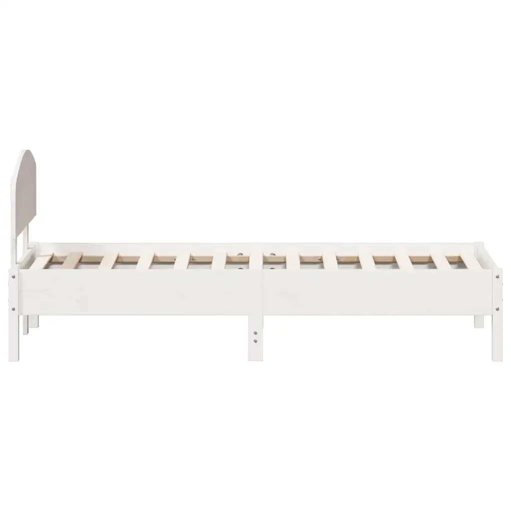 Letto singolo | Letto per adulti | Giroletto senza Materasso Bianco 75x190 Legno Massello di Pino - Image 5
