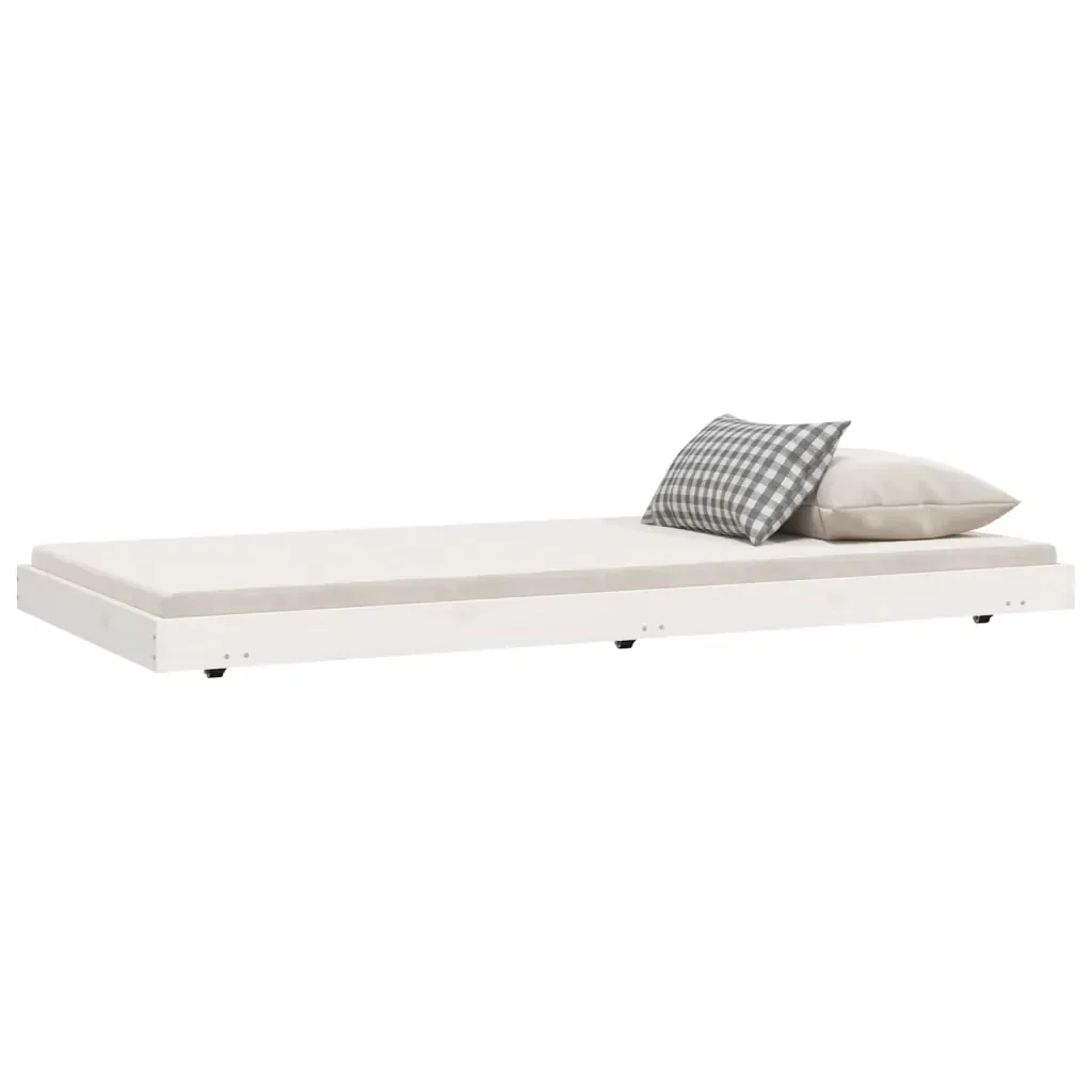 Letto singolo | Letto per adulti | Giroletto senza Materasso Bianco 75x190 Legno Massello di Pino - Image 3