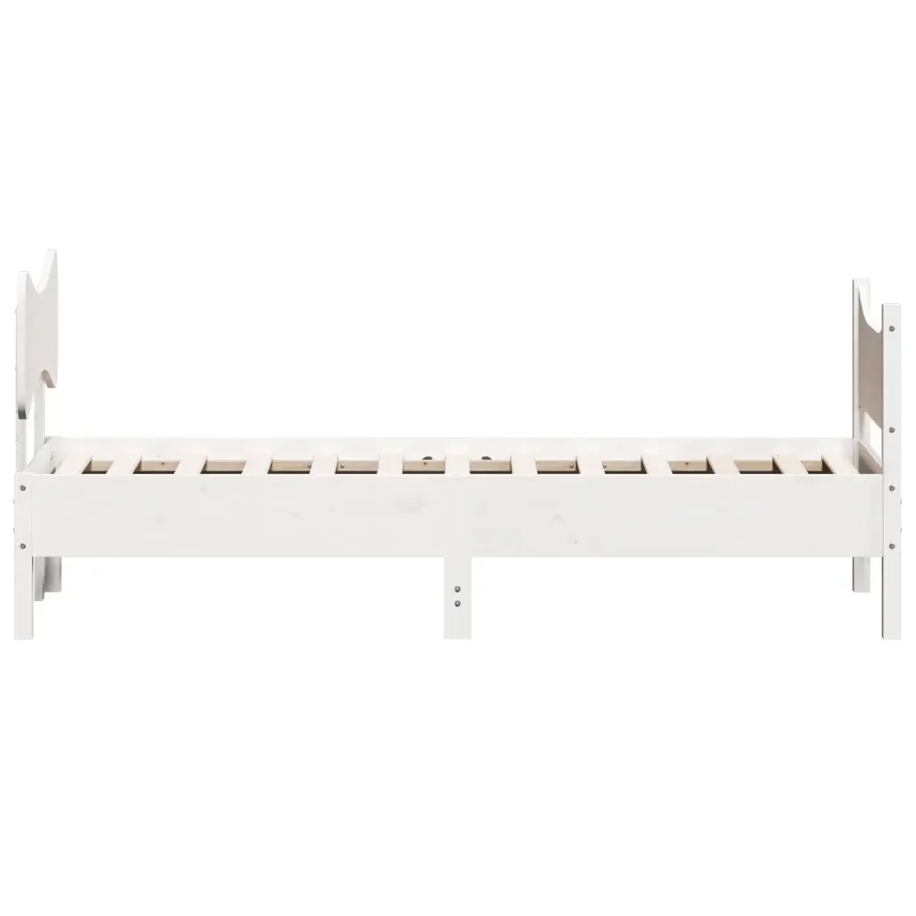 Letto singolo | Letto per adulti | Giroletto senza Materasso Bianco 75x190 Legno Massello di Pino - Image 5