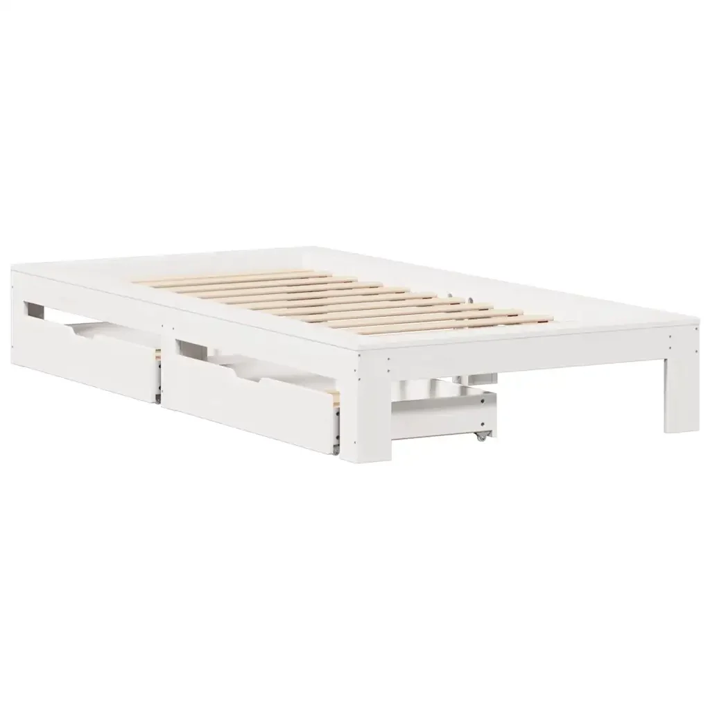 Letto singolo | Letto per adulti | Giroletto senza Materasso Bianco 75x190 Legno Massello di Pino - Image 4