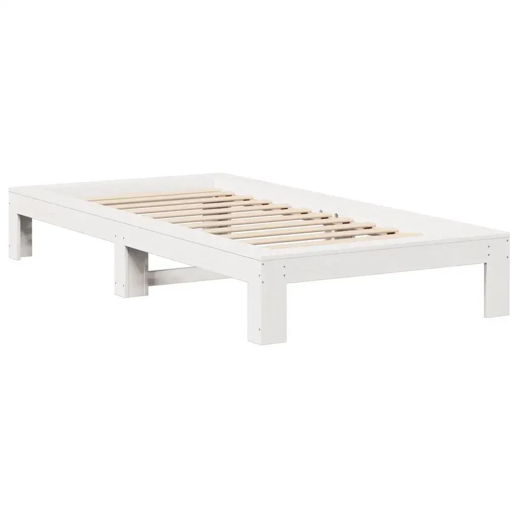 Letto singolo | Letto per adulti | Giroletto senza Materasso Bianco 75x190 Legno Massello di Pino - Image 5
