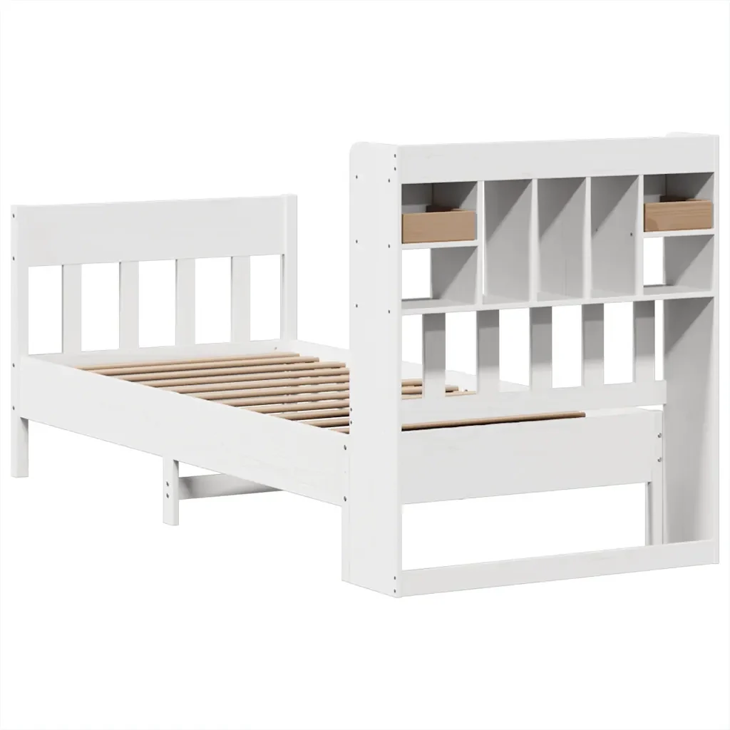Letto singolo | Letto per adulti | Giroletto senza Materasso Bianco 75x190 Legno Massello di Pino - Image 8