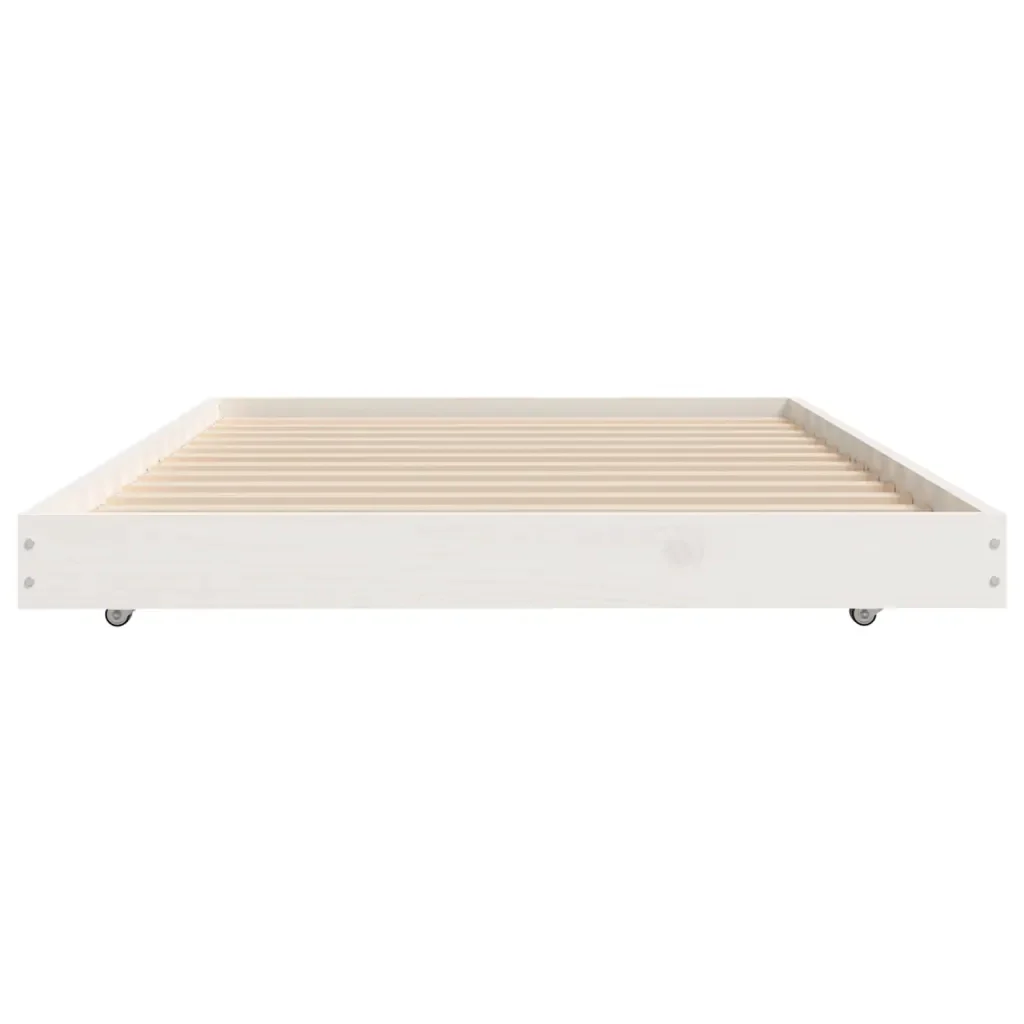 Letto singolo | Letto per adulti | Giroletto senza Materasso Bianco 75x190 Legno Massello di Pino - Image 6
